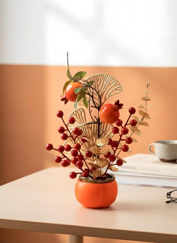 Small artificial tangerine tree for living room and office decor