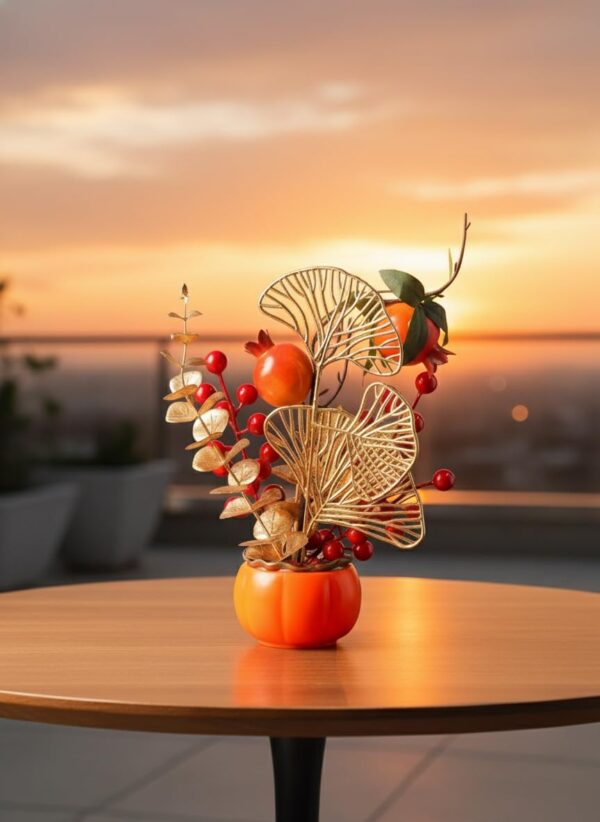 Mini artificial orange fruit plant for home decor and positive energy