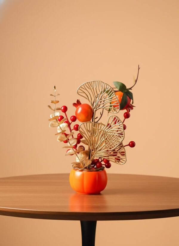 Bright artificial tangerine plant symbolizing abundance and happiness