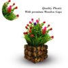 Artificial blooming plant with wooden style pot for tabletop