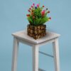 Artificial potted flower with rustic wooden design