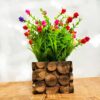 High-quality faux flower plant in wood texture pot