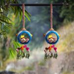 Handmade jute wall hanging bird nest with artificial birds