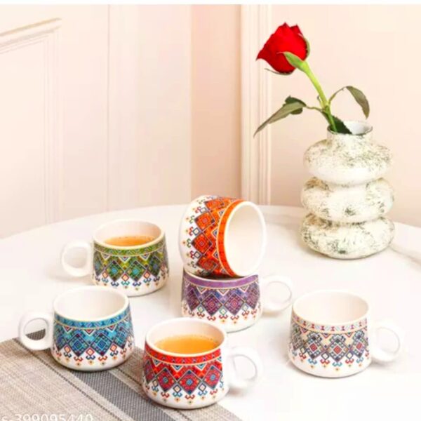 Rajasthani art printed ceramic cup with traditional folk patterns