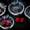Transparent apple shaped glass bowl perfect for ice cream and sweets