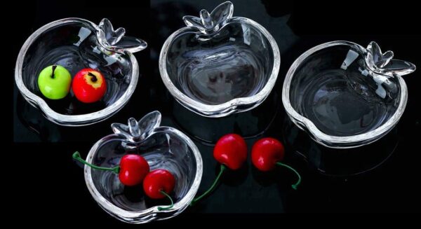 Transparent apple shaped glass bowl perfect for ice cream and sweets