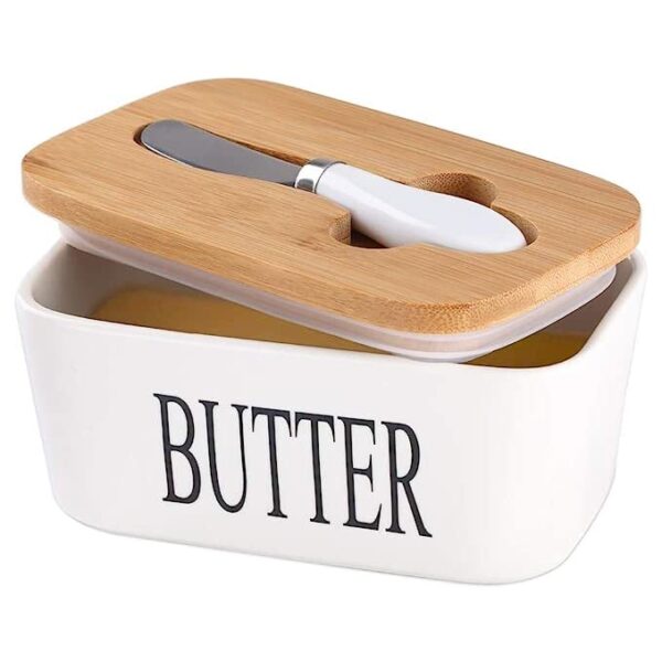 Premium butter box with wooden lid for elegant kitchen storage