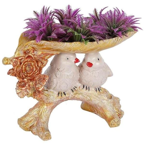 Artistic resin bird lovers statue on tree branch for home interiors
