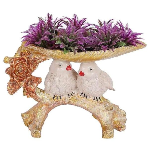 Nature inspired resin bird couple figurine on tree branch