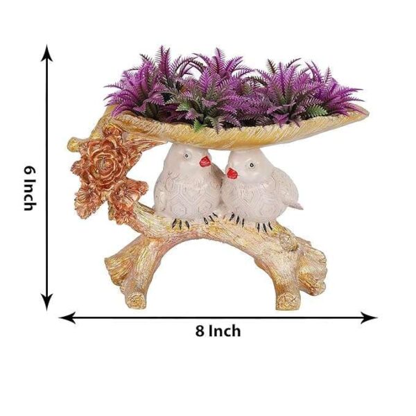 Handcrafted bird couple on tree resin showpiece