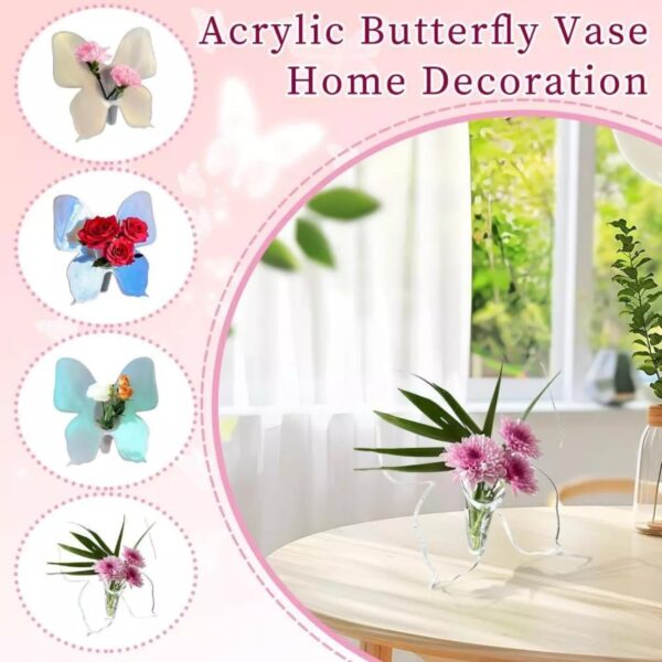 Transparent acrylic flower holder with butterfly design