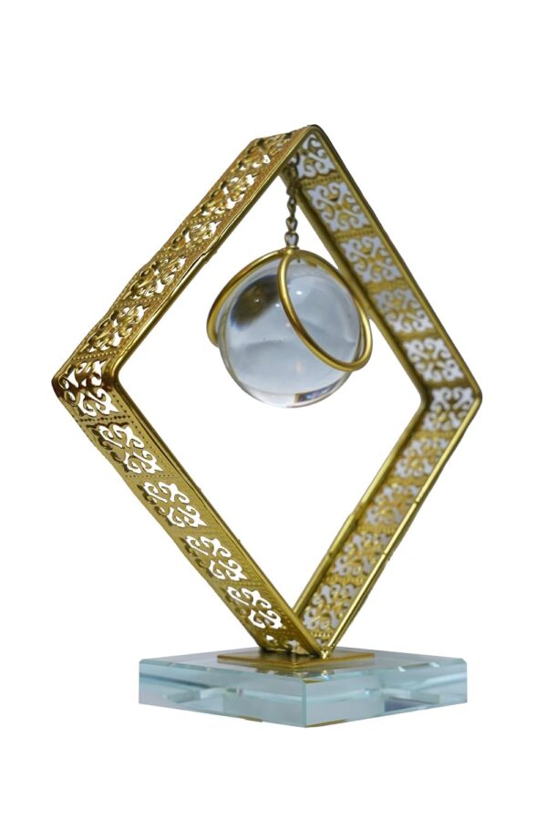 Clear Crystal Ball on Gold Base – Stunning Art Deco Home Ornament