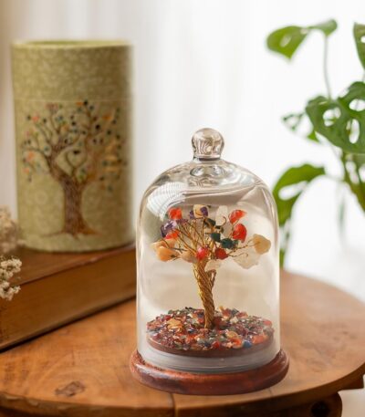 Beautiful dome crystal chakra tree encased in gemstone for spiritual healing