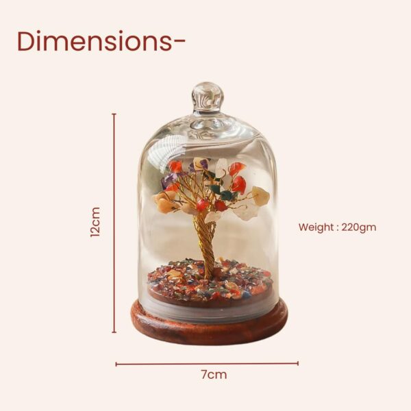 Colorful chakra tree inside crystal dome for meditation and home décor