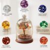 Seven chakra gemstone tree encased in clear dome for positive vibrations
