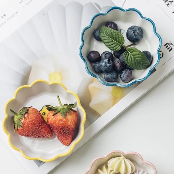 Textured ceramic dipping bowls for elegant food presentation