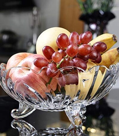 Crystal glass fruit bowl with three decorative legs