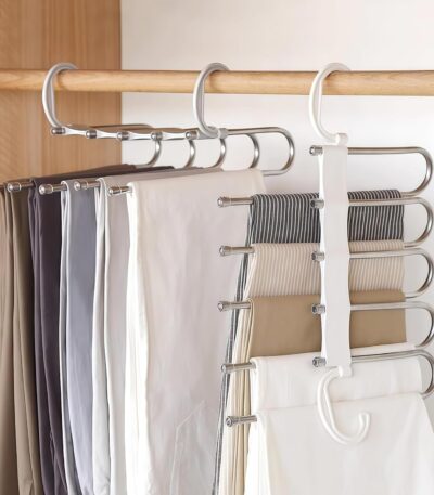 5-in-1 stainless steel foldable hanger for clothes storage