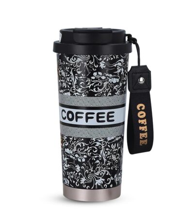 Premium Coffee Travel Mug with Straw and Flip Lid for Hot & Cold Drinks