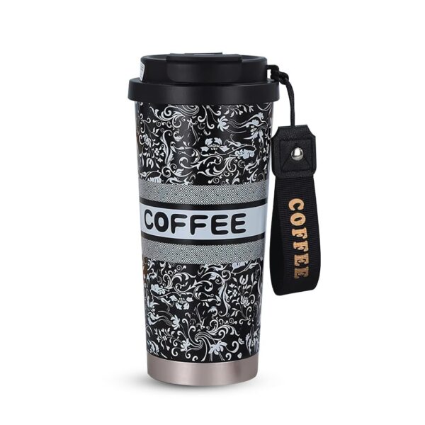 Premium Coffee Travel Mug with Straw and Flip Lid for Hot & Cold Drinks