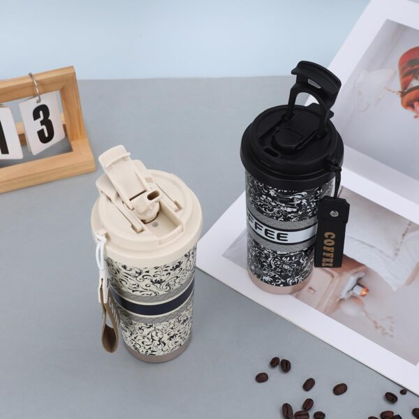 Large Capacity Coffee Travel Mug with Flip Seal Lid and Straw