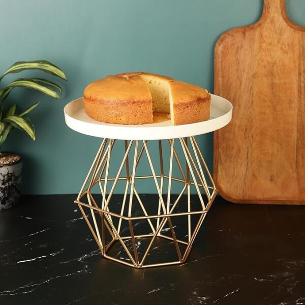 Stylish dessert display metal cake stand with round plate