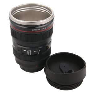 Creative Lens Camera Shaped Coffee Mug with Lid for Photographers