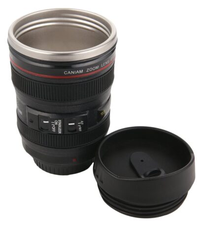 Creative Lens Camera Shaped Coffee Mug with Lid for Photographers