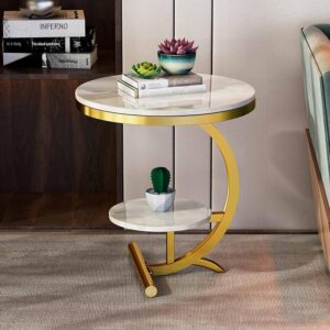 Wooden 2-Tier Round Coffee Table for Living Room Decor