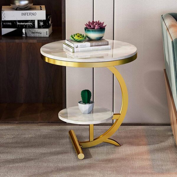 Wooden 2-Tier Round Coffee Table for Living Room Decor