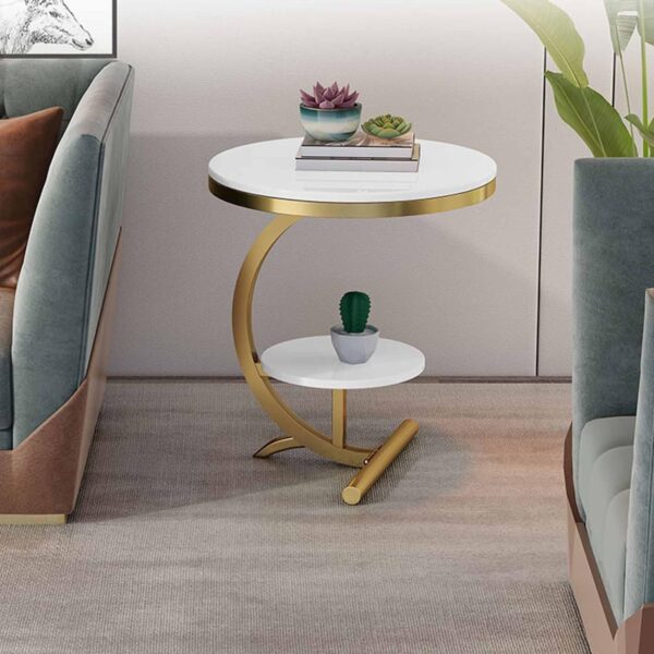 Round Wood Centre Table with Shelf for Home Decor