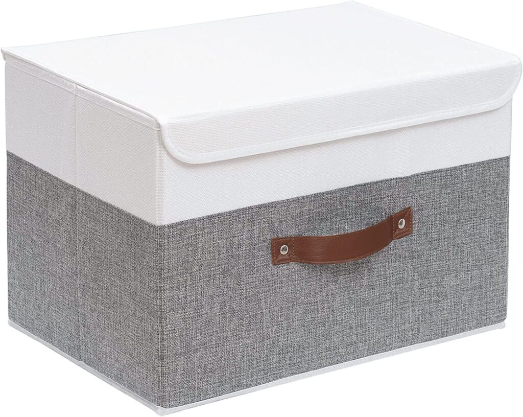 Foldable linen fabric clothes storage box for wardrobe organization
