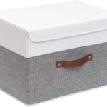 Foldable linen fabric clothes storage box for wardrobe organization