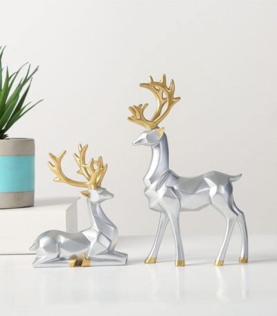Resin deer figurine statue for elegant home and living room decor