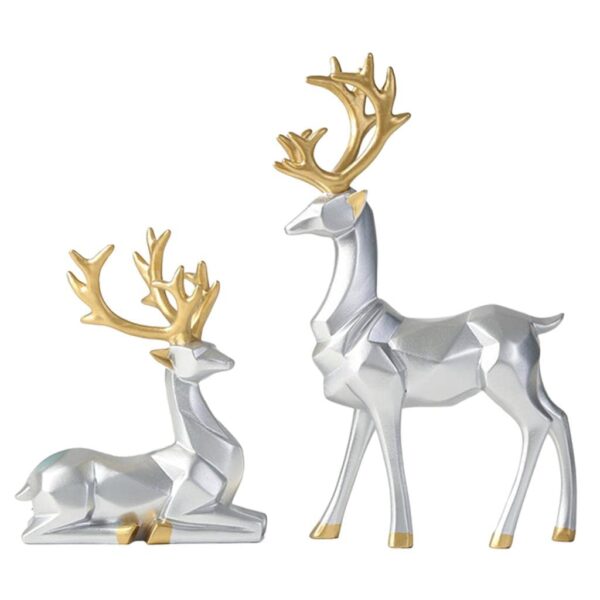 Resin deer figurine with artistic finish ideal for living room decoration