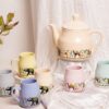 Cute candy-style designer ceramic kettle with tea cup