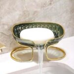 Transparent Self-Draining Soap Box with Golden Ring Holder