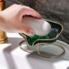 Stylish Clear Soap Container with Gold Accent for Home