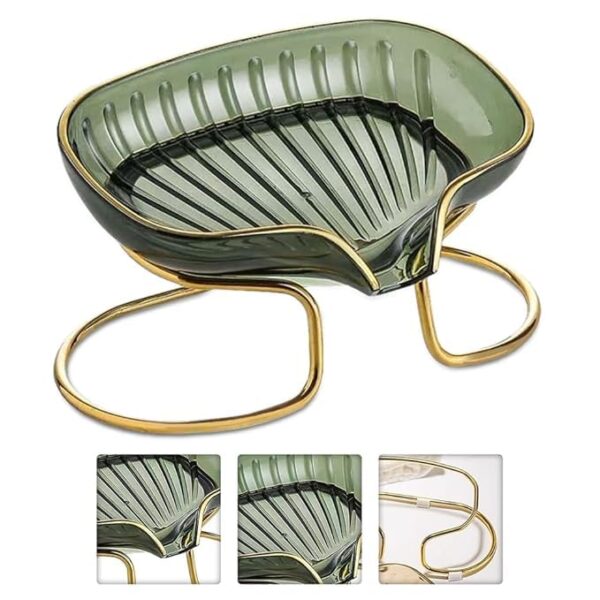 Aesthetic Clear Draining Soap Tray with Gold Ring Edge