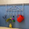 Strong white metal multi-hook door organizer