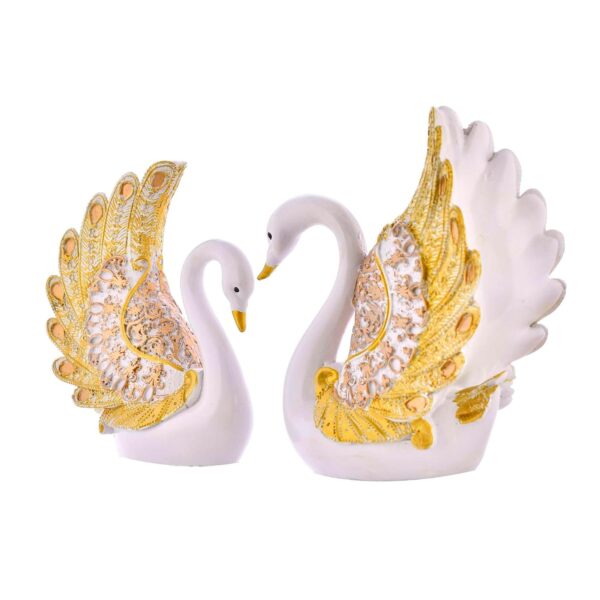 White Swan Couple Sculpture for Home and Office Decor