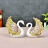 Artistic Swan Couple Showpiece with Feather Carving