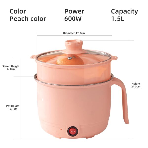 Compact electric pot for rice, noodles, and soup preparation
