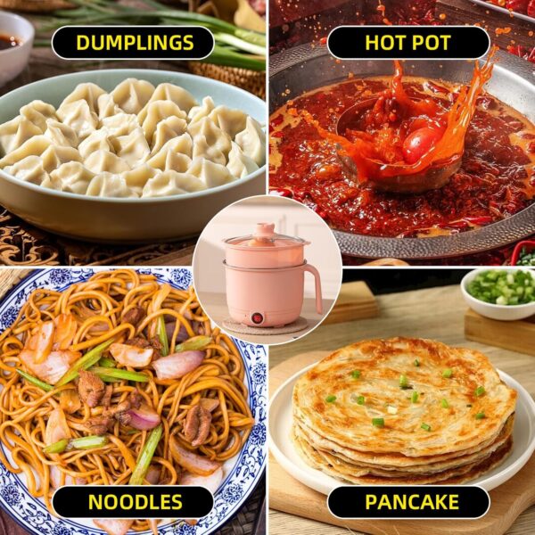 Portable electric cooking pot with stainless steel interior and transparent lid