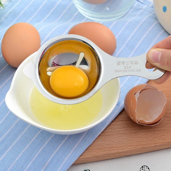 Premium stainless steel egg separator for baking and cooking