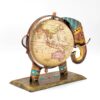 Globe decorative showpiece mounted on metal elephant figure