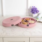 Dry fruit container tray with cotton rope handle and lid for stylish serving