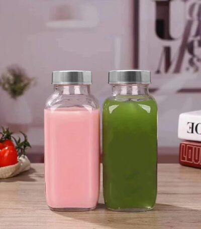 French Square Glass Water Bottle with Leak-Proof Airtight Steel Lid – Premium Hydration Bottle