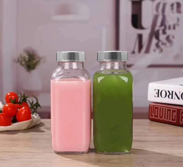 French Square Glass Water Bottle with Leak-Proof Airtight Steel Lid – Premium Hydration Bottle