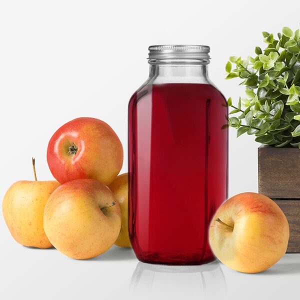 Heavy-Duty French Glass Water Bottle Square Shape with Leak-Proof Seal